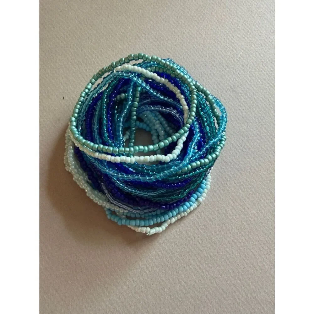 Blue Bead Stretch Bracelet Set A1820